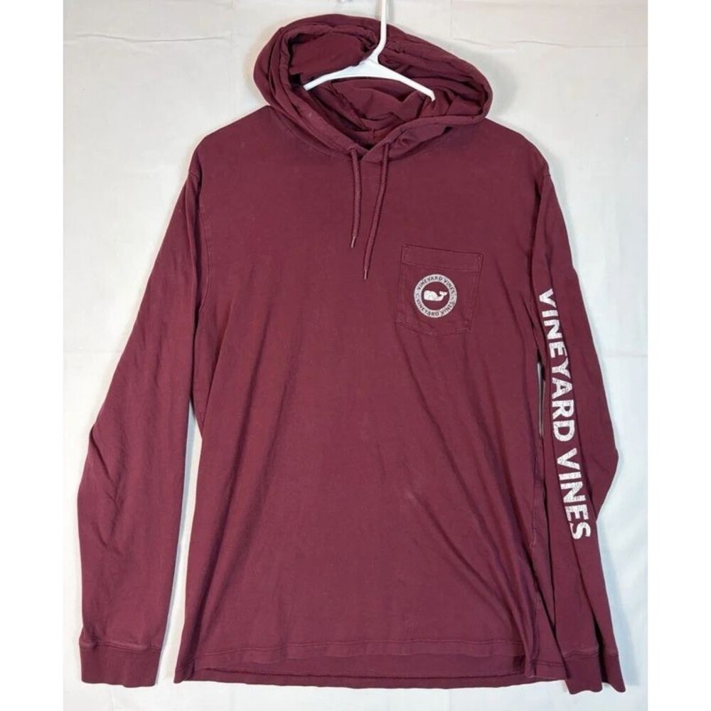 Vineyard Vines Hoodie Long Sleeve T-Shirt Lightweight Pocket Maroon Men’s Medium